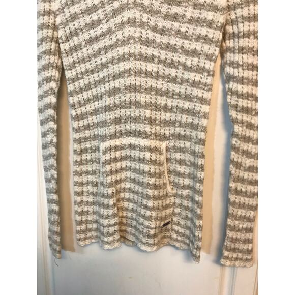 Roxy striped v-neck knit pullover hooded sweater - Picture 4 of 11